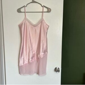 Valerie Stevens intimates pale pink satin and chiffon slip mini dress